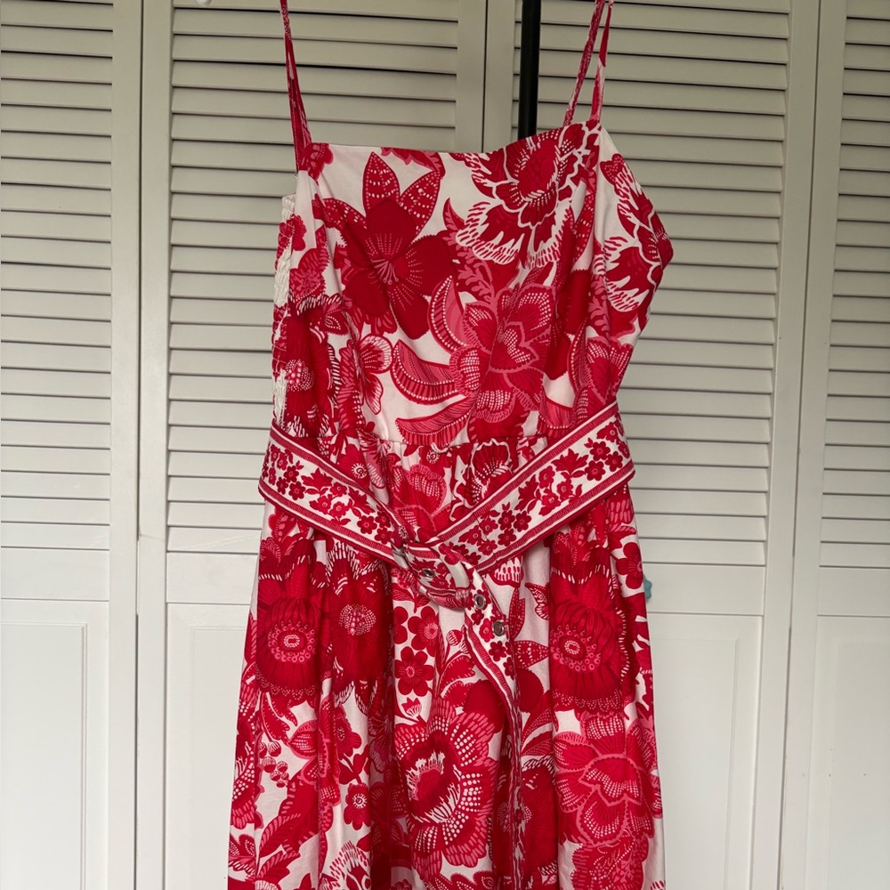 Joie One Shoulder Dress in Red and White Floral